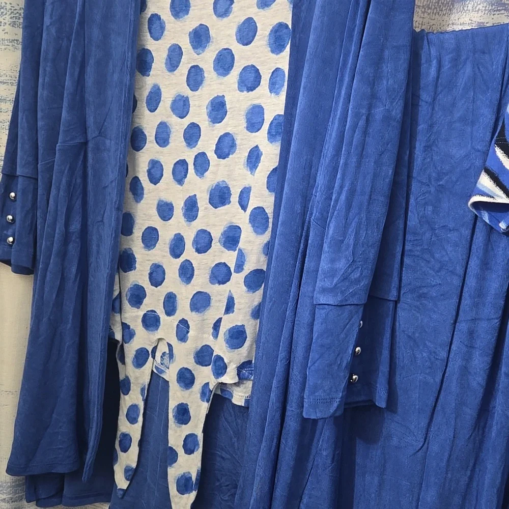 Chico's Southbeach Pantsuit Blue/White Trio - Picture 9 of 10